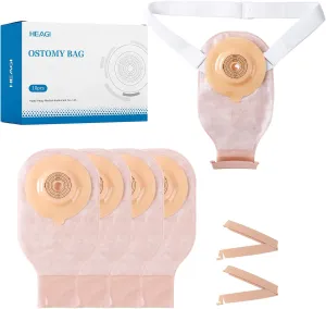 10 PCS Colostomy Bags, Ostomy Supplies, One-Piece Convex Ostomy Bags with a Waistband for Uneven Skin/Deep-Seated Areas Stoma, Cut-to-Fit, Max 45 mm