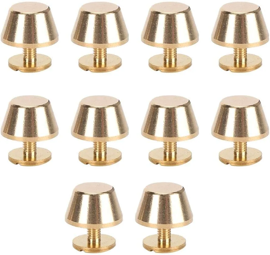 10 Pcs Feet Nailhead Flat Stud Rivet Purse Handbag Luggage 12mm Brass Material Leather Craft