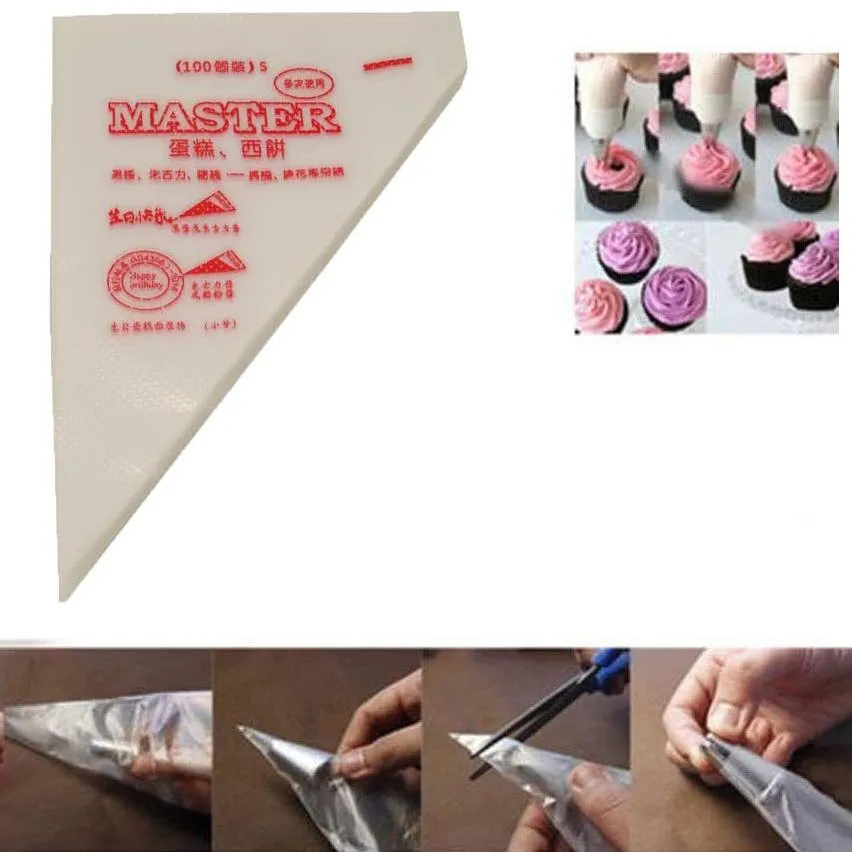 100-Pack: Disposable Cream Pastry Bags