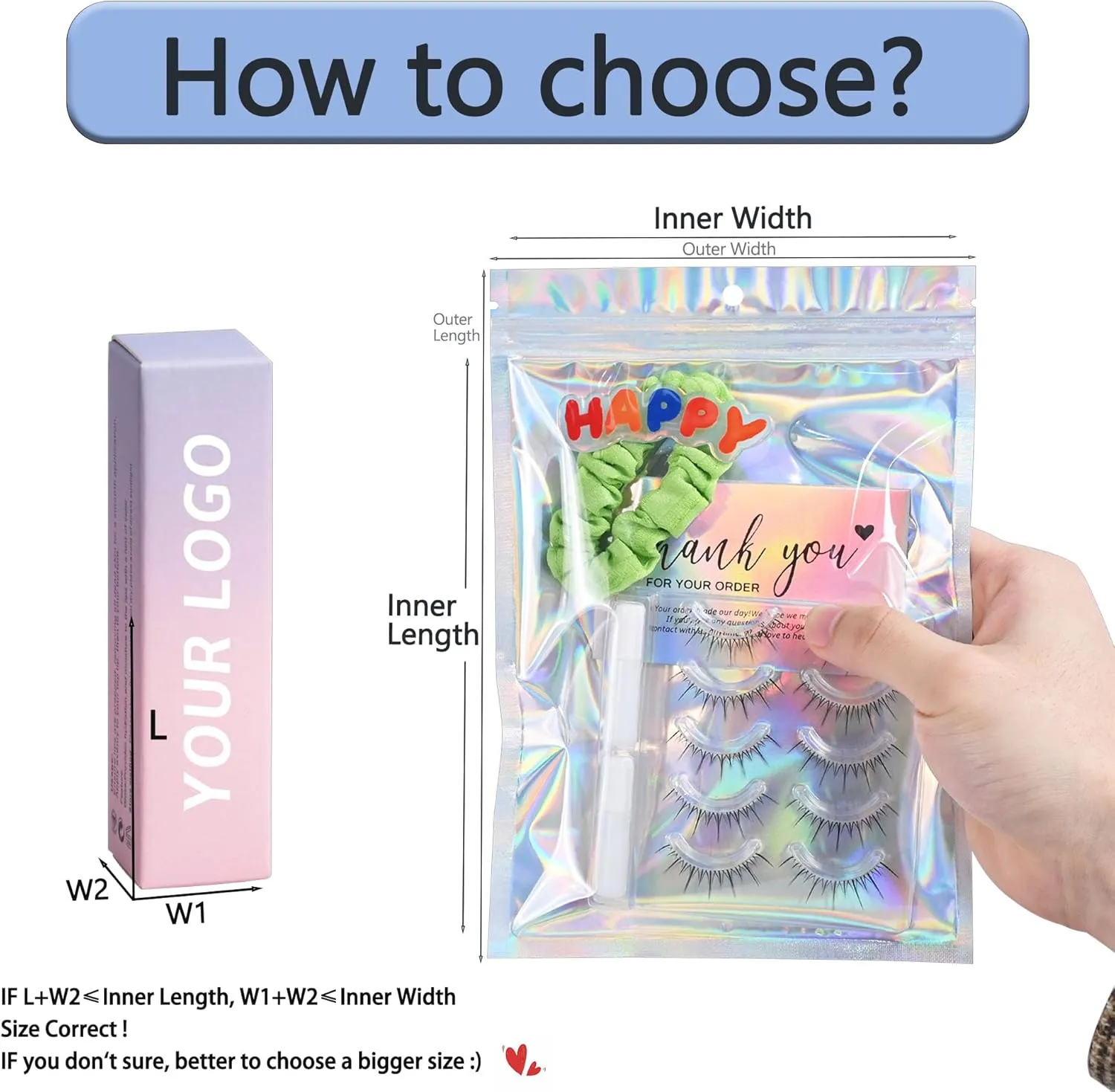 100 Pack Holographic Resealable Plastic Bags for Food Storage, Zipper Bags with Clear Front Window, Packaging Pouch for Small Business (100 Pack, 4.8x8 inch)