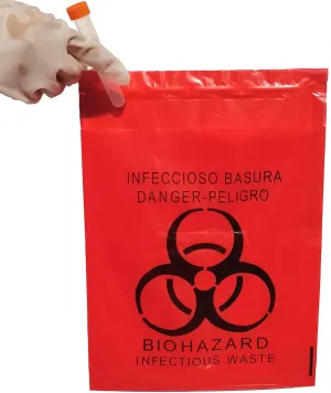 100pcs 11x15in/28x38cm Stick-On Biohazard Infectious Red Waste Bags (100pcs 11x15in/28x38cm)