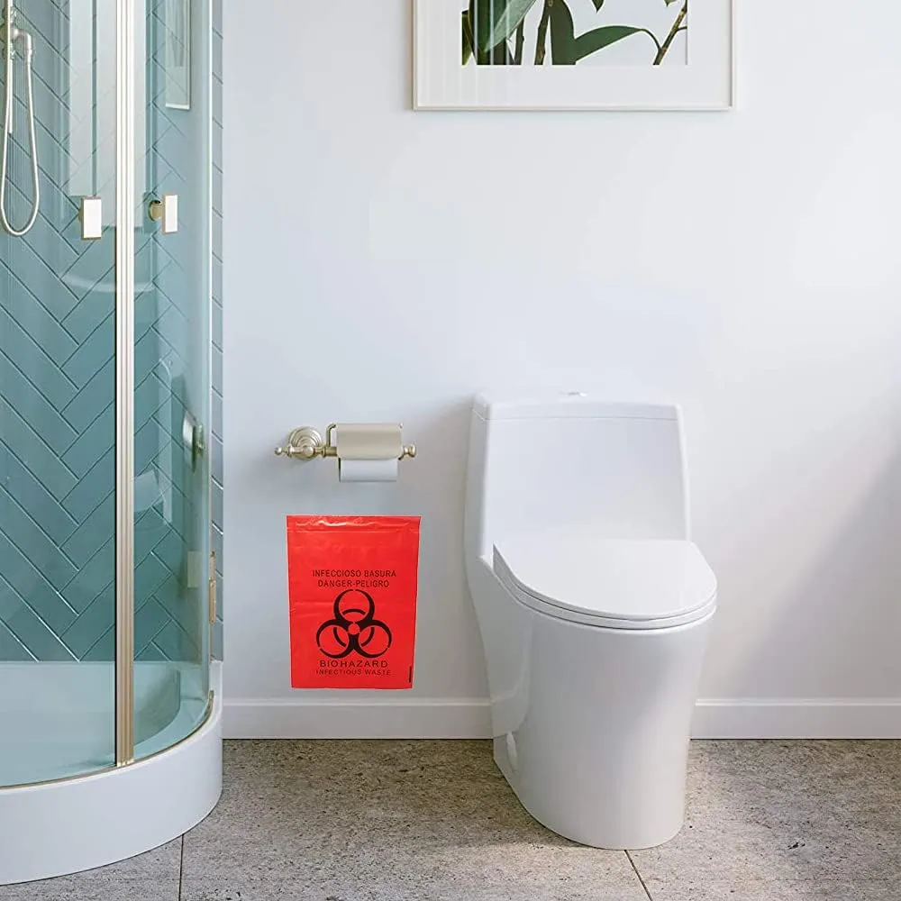 100pcs 11x15in/28x38cm Stick-On Biohazard Infectious Red Waste Bags (100pcs 11x15in/28x38cm)