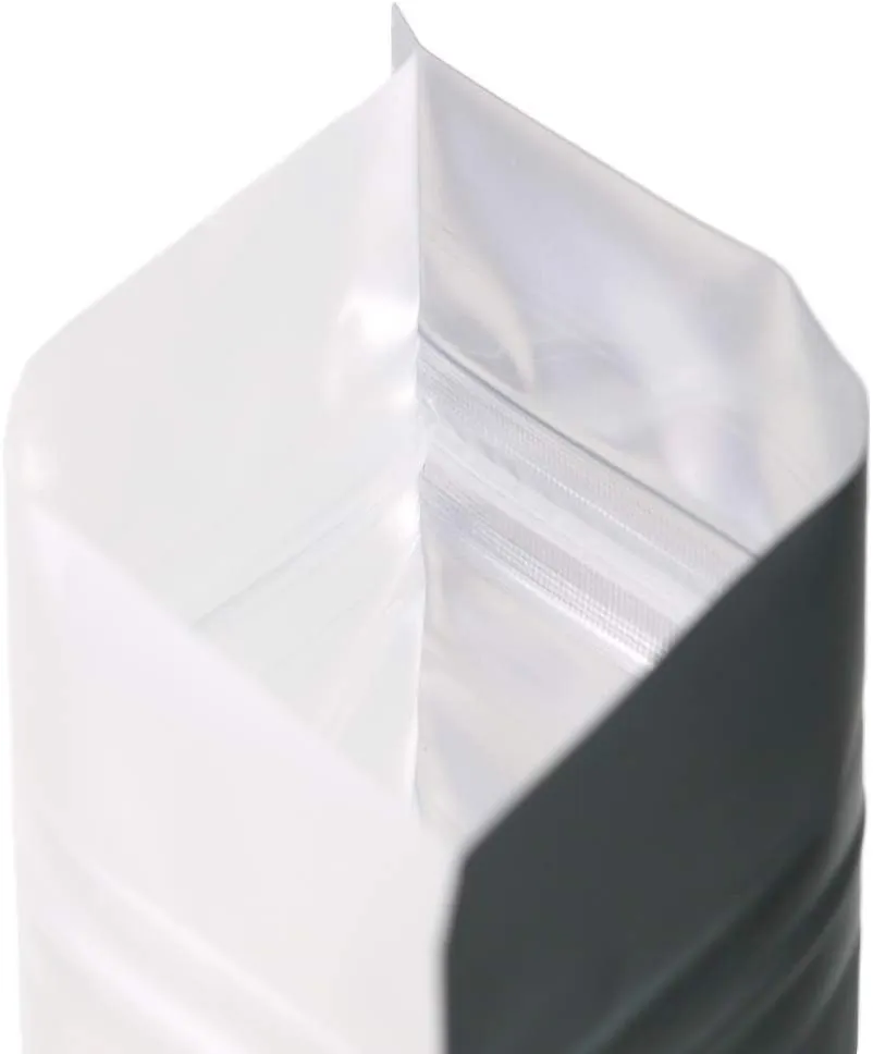 100pcs Frosted Clear Window Stand Up Colored Metallic Foil Resealable Zipper Seal Bags (Black, Standup | 10.5oz)