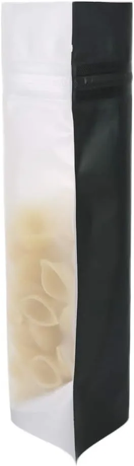 100pcs Frosted Clear Window Stand Up Colored Metallic Foil Resealable Zipper Seal Bags (Black, Standup | 10.5oz)