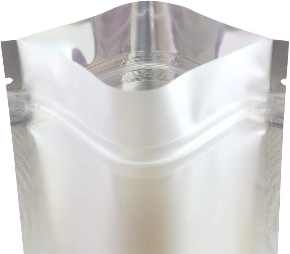 100pcs Frosted Clear Window Stand Up Colored Metallic Foil Resealable Zipper Seal Bags (Black, Standup | 10.5oz)