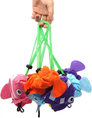 10PCS Fish Foldable Shopping Bags Colorful Reusable Shopping Shoulder Tote Handbags(Fishes)