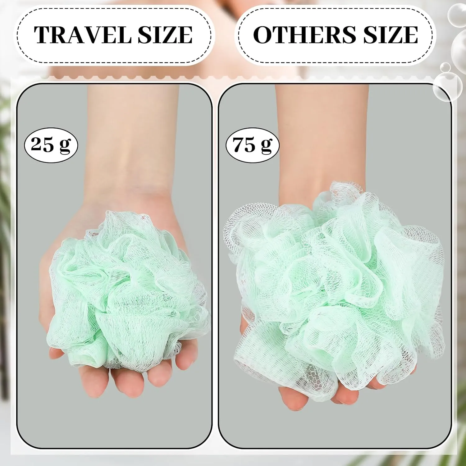 12 Pcs Travel Size Loofah Individually Wrapped, Small Shower Puff Bath Sponge Pouf Ball Bulk Mesh Bath Puff Mini Loofah Sponge with Case Bulk for Shower Care(Colorful)