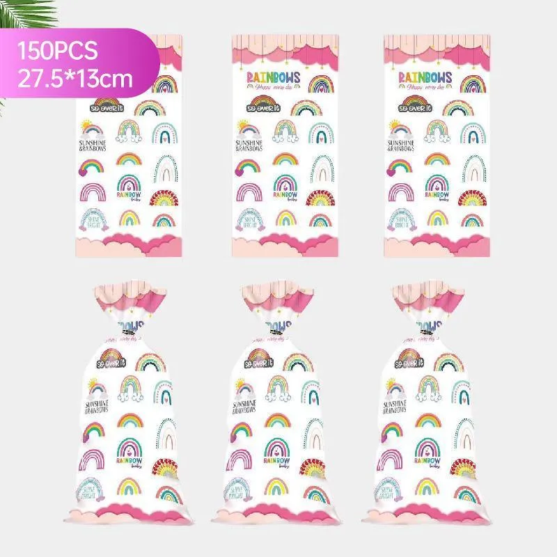 150PCS Rainbow Series Candy Bag Children's Birthday Party Gift Bag Christmas