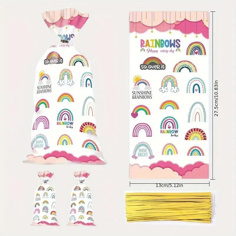 150PCS Rainbow Series Candy Bag Children's Birthday Party Gift Bag Christmas