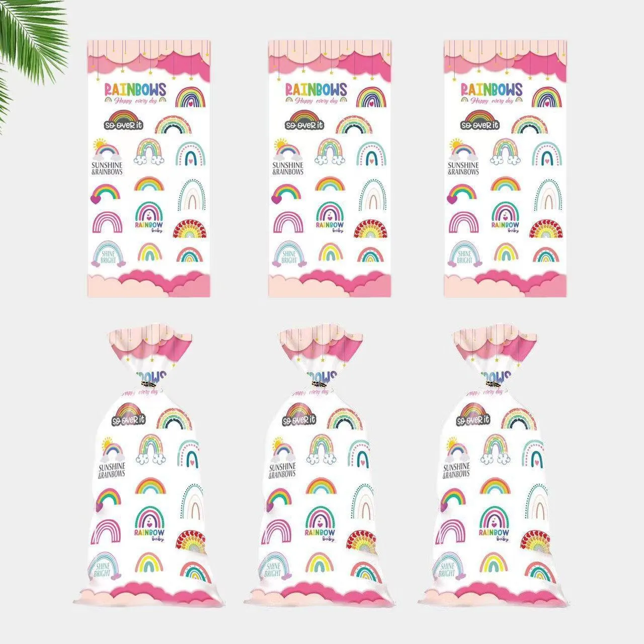 150PCS Rainbow Series Candy Bag Children's Birthday Party Gift Bag Christmas
