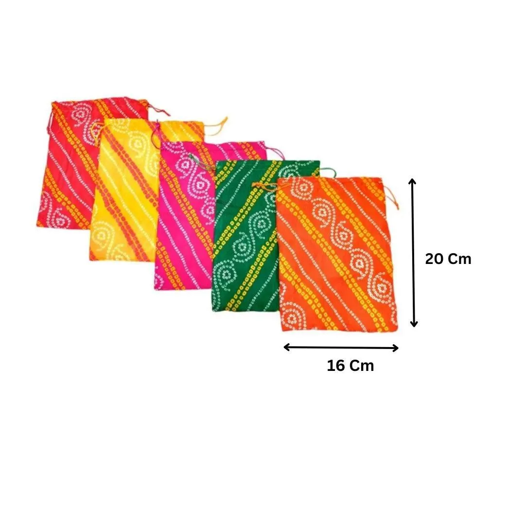 16 X20 CM Bandhini Potli Bag Return Gifts For Ladies | Green Colour | Pack Of 10