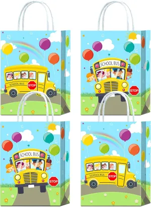16Pcs School Bus Decorations Goodie Bags - Back to School Party Favor Bags for School Bus Birthday Party Decorations, School Bus Party Favors, Yellow