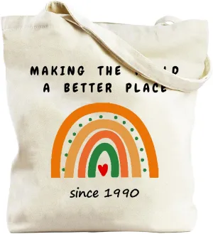 1990 1991 1992 1993 1994 1995 1996 1997 1998 1999 Birthday Gifts for Women, Reusable Canvas Tote Bags for Shopping