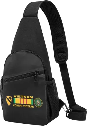 1st Cavalry Division Vietnam Combat Veteran Chest Pack Leisure Shoulder Crossbody Chest Bag