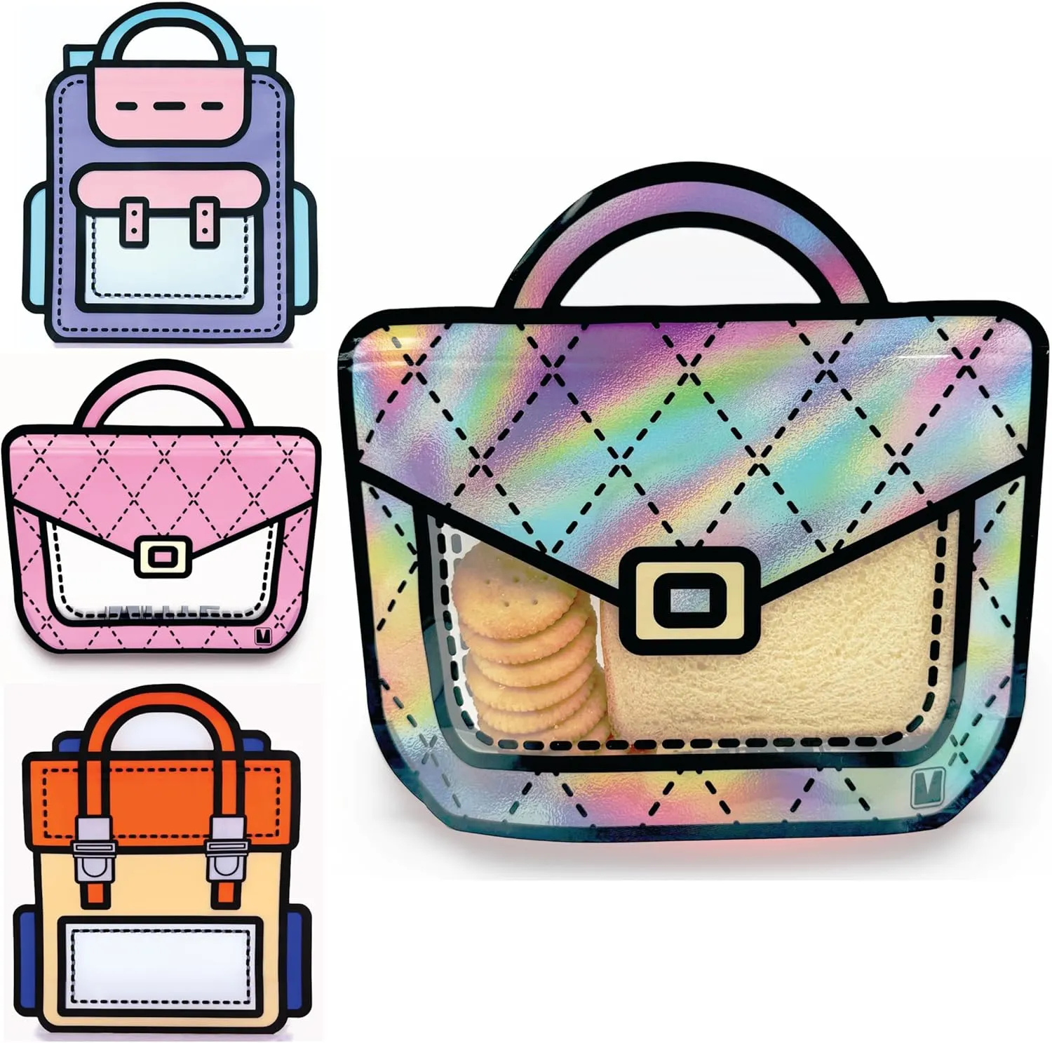 20 Pack Gift Bags for Kids Birthday Party Supplies - Bulk Goodie Bag for Candy, Snacks, or Favors with Resealable Ziplock Seal (Holographic/Small)
