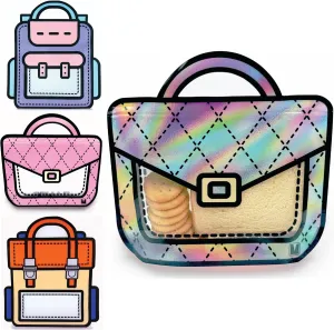 20 Pack Gift Bags for Kids Birthday Party Supplies - Bulk Goodie Bag for Candy, Snacks, or Favors with Resealable Ziplock Seal (Holographic/Small)