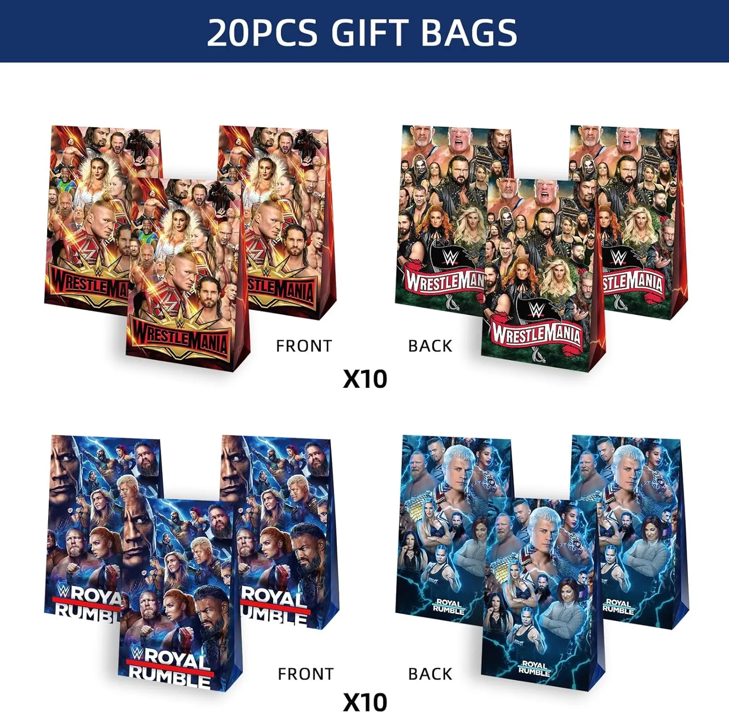 20pcs Wrestling Goodie Bags, Wrestling Themed Party Bags for Boys Girls Kids Party Decorations (Wrestling)