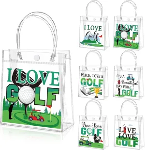 24 Pcs Golf Party Gift Bag Golf PVC Clear Gift Bag with Handle for Sports Party Favors Ball Themed Birthday Goodie Gifts for Team Supplies