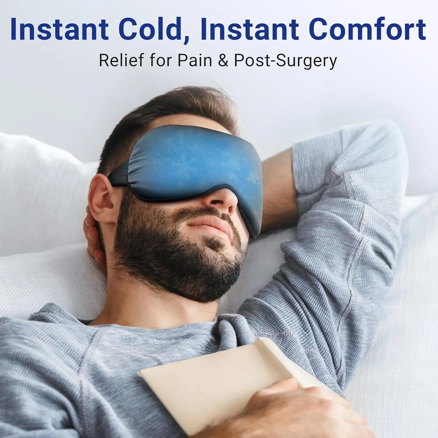 2PCS Cold Eye Mask - Cooling Eye Mask for Puffy Eyes, Cold Compress for Dark Circles, Tired Eyes, Headache, Migraines Relief - Reusable Gel Ice Pack, Weighted Sleep Mask((Black,Blue)