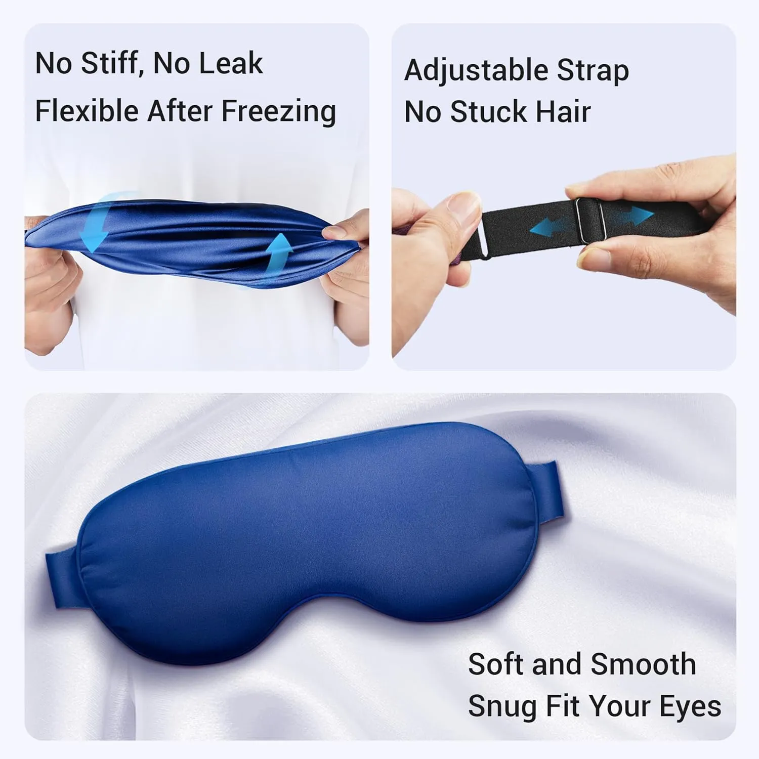 2PCS Cold Eye Mask - Cooling Eye Mask for Puffy Eyes, Cold Compress for Dark Circles, Tired Eyes, Headache, Migraines Relief - Reusable Gel Ice Pack, Weighted Sleep Mask((Black,Blue)