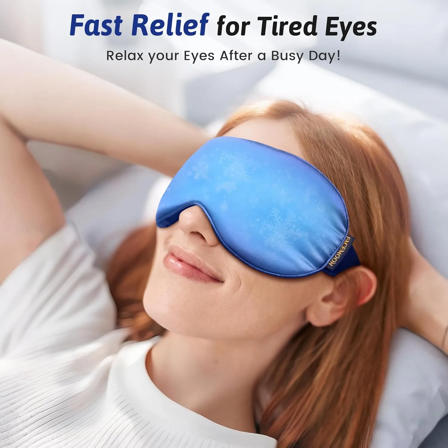 2PCS Cold Eye Mask - Cooling Eye Mask for Puffy Eyes, Cold Compress for Dark Circles, Tired Eyes, Headache, Migraines Relief - Reusable Gel Ice Pack, Weighted Sleep Mask((Black,Blue)