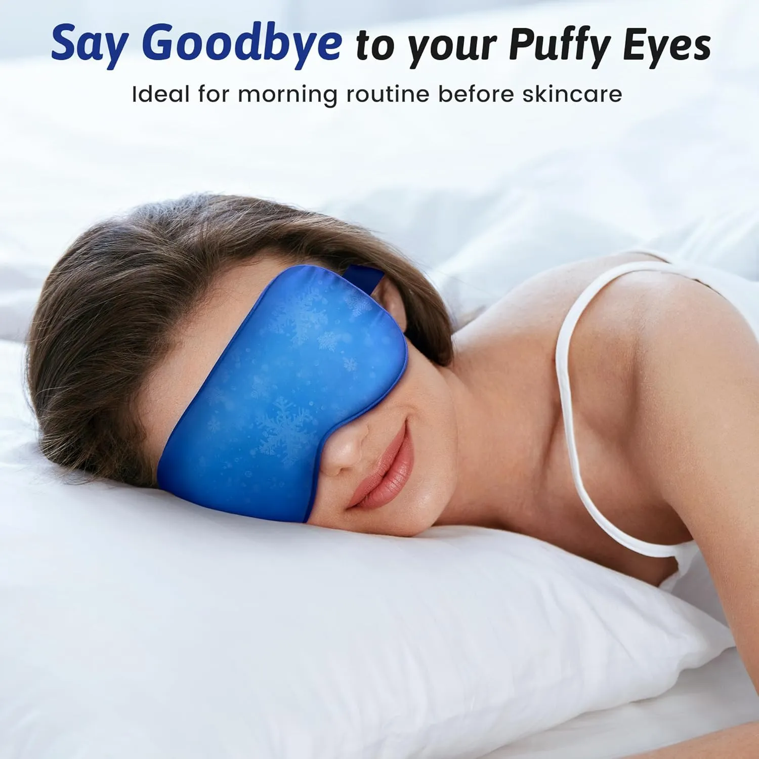 2PCS Cold Eye Mask - Cooling Eye Mask for Puffy Eyes, Cold Compress for Dark Circles, Tired Eyes, Headache, Migraines Relief - Reusable Gel Ice Pack, Weighted Sleep Mask((Black,Blue)