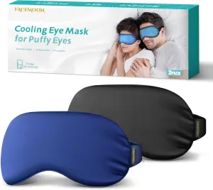 2PCS Cold Eye Mask - Cooling Eye Mask for Puffy Eyes, Cold Compress for Dark Circles, Tired Eyes, Headache, Migraines Relief - Reusable Gel Ice Pack, Weighted Sleep Mask((Black,Blue)