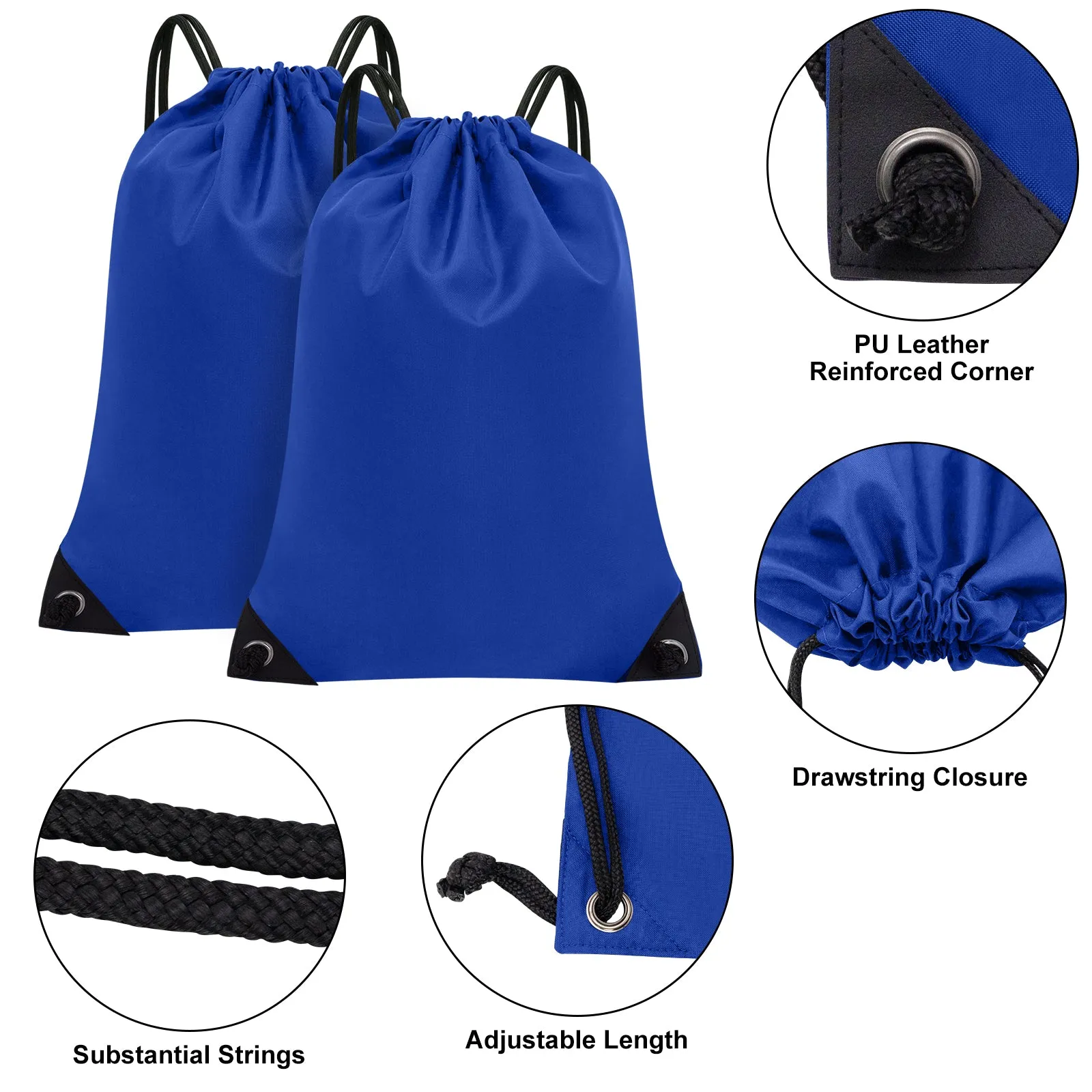 2PCS Drawstring Bags Bulk, String Backpack Ocean Blue HRS10