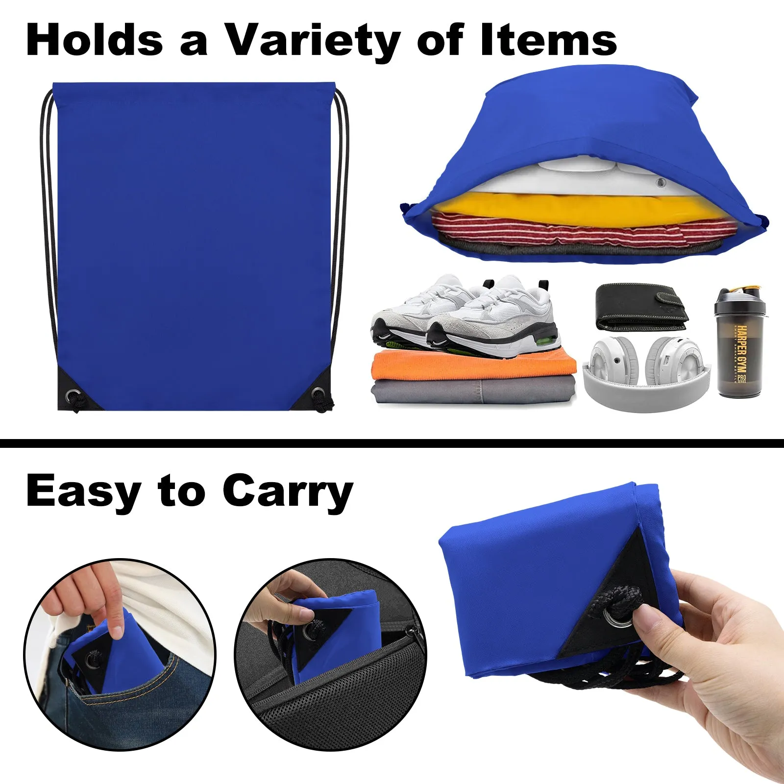2PCS Drawstring Bags Bulk, String Backpack Ocean Blue HRS10