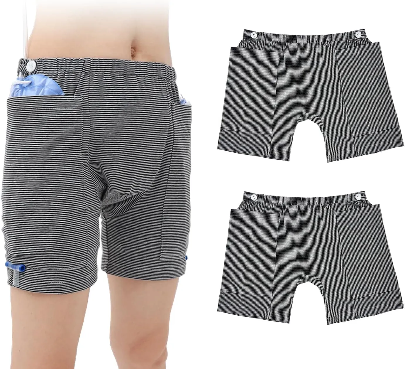 2PCS Nephrostomy Bags Shorts for Women, Hold Up to 2 * 2000ML, Incontinence Care Trousers for Foley, Cystostomy (X-Large)