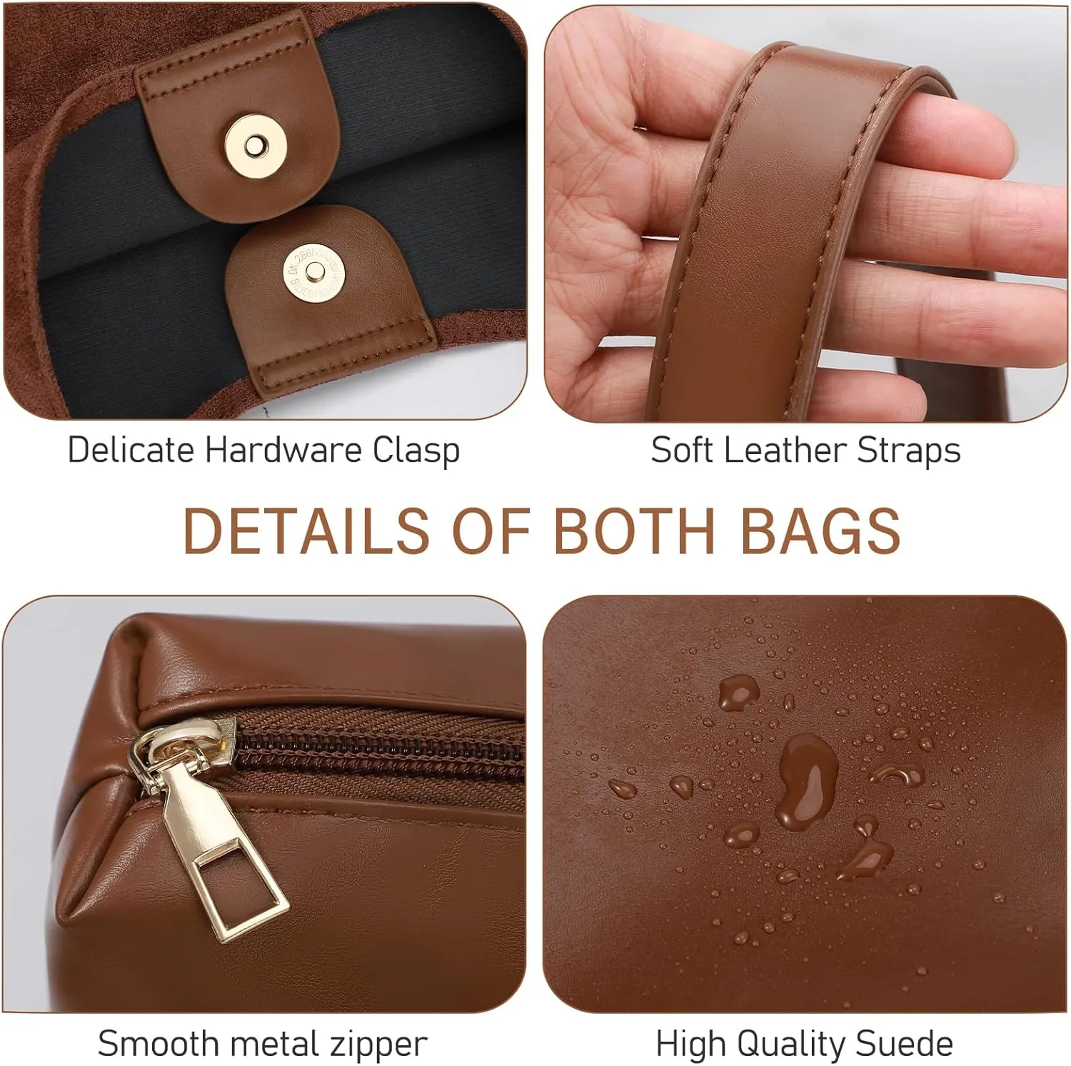 2PCS Suede Bag and Leather Purse Hobo Bags for Women Shoulder Bag Slouchy Bag Suede Tote Bag for Women Vegan