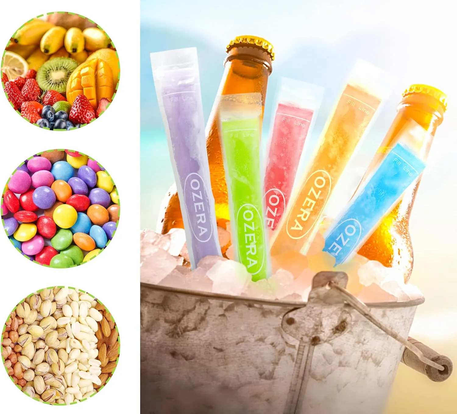300 Pack Popsicle Bags, Ice Pop Bags for Kids Adults, Freeze Pop Bags with Funnel Disposable Popsicle Molds Bags for DIY Yogurt Tubes, Fruit Smoothies and Ice Summer Party Favors