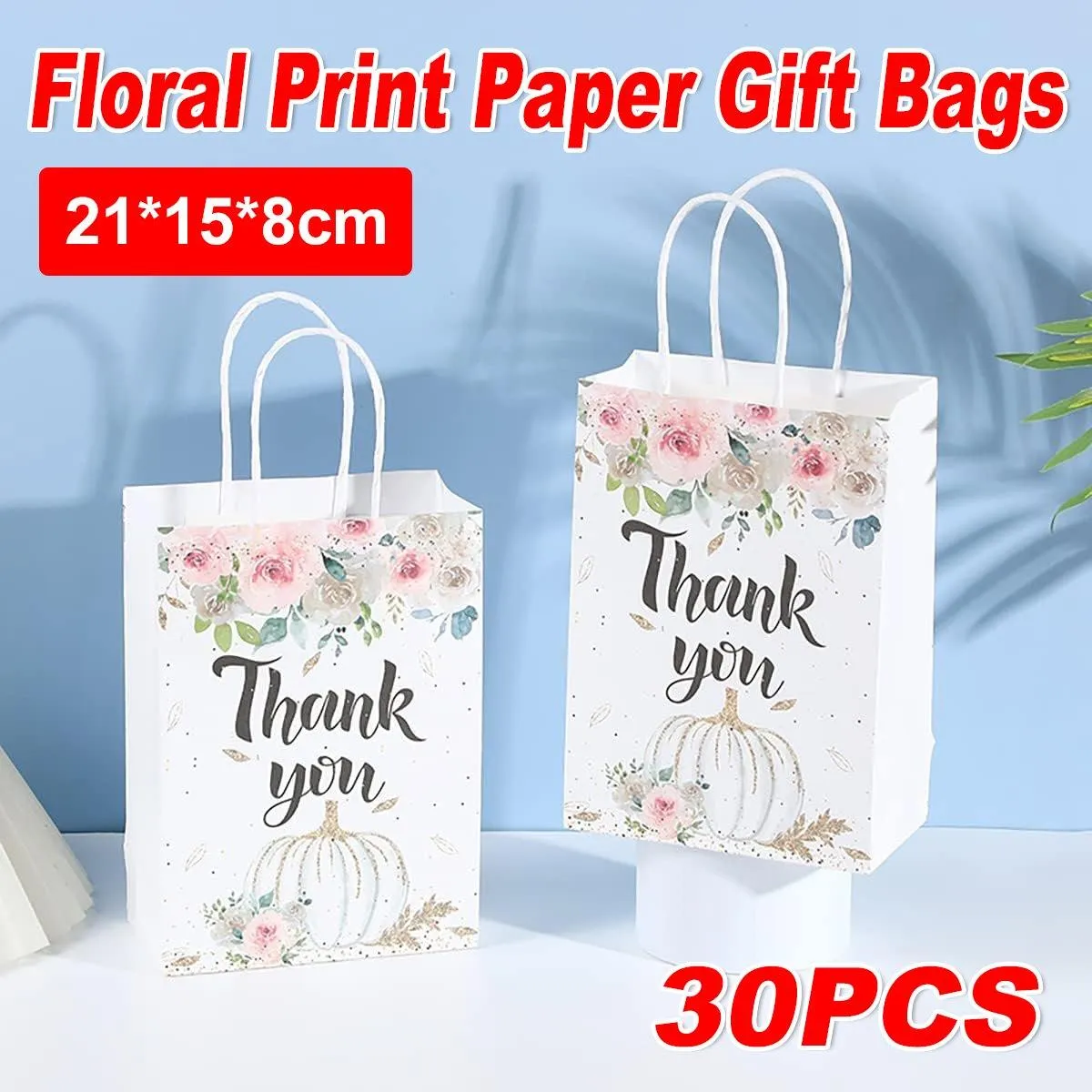 30pcs Printed Gift Bags Holiday Packaging Tote Gift Bags for Christmas Party