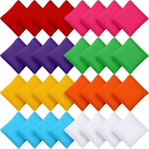 32 Pack Bean Bags Toss for Kids Cornhole Bean Bags Colorful Bean Bags for Tossing Canvas Toss Bags Hand Toy Toss Games Weights for Outdoor Yard Games, Assorted Colors (Bright Colors, 2.76 x 2.76 Inch)