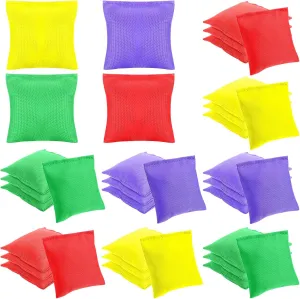32 Pcs Mini Colorful Cornhole Bean Bags 2.4 x 2.4 in Nylon Bean Bags Toy for Kids Toss Game Fun Sports Outdoor Family Games Bean Bag for Girls Boys-4 Colors