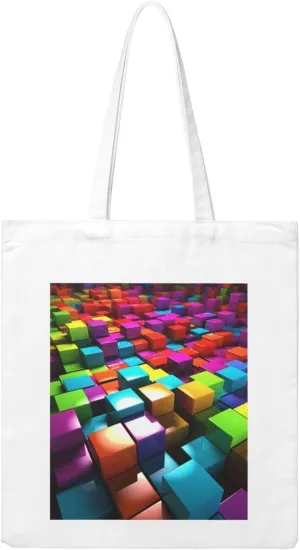 3d Colorful Cubes Large Canvas Tote Bag Cute Travel Shoulder Bag Reusable Washable Shopping Grocery Bags For Women Men