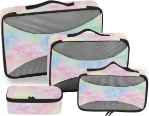 4 Pcs set organizer bags for Mesh Travel Essentials Dandelion Colorful expandable cubes for travel women
