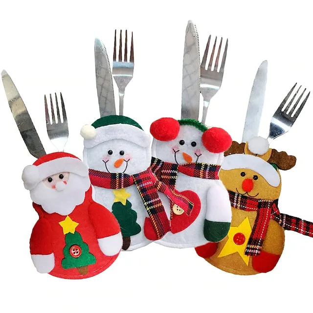 4-Piece: Holiday Tableware Sets Christmas Knife And Fork Bags