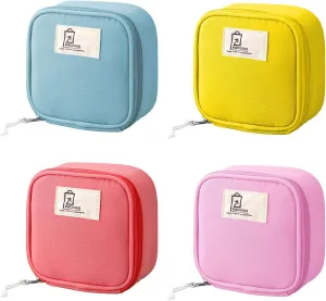 4pcs Cute Small Travel Sanitary Holder Girls Waterproof Cosmetic Jewelry Bags Lipsticks Electronics Makeup Organizers for Women, Multicolor