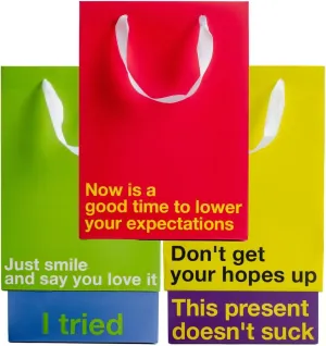 5-Piece Funny Gift Bags Set - Colorful, Medium-Sized Kraft Bags with Handles, Eco-Friendly, Perfect for Birthdays, Holidays, Office Parties, White Elephant; Suitable for Men, Women, Teens, Adults