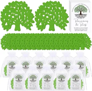50 Set Coasters Family Reunion Gifts Include Family Tree Felt Coasters with Remembering Our Roots Cards and Gift Bags for Gathering Party Home Souvenir