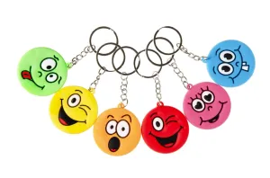 6 Happy Face Keychains