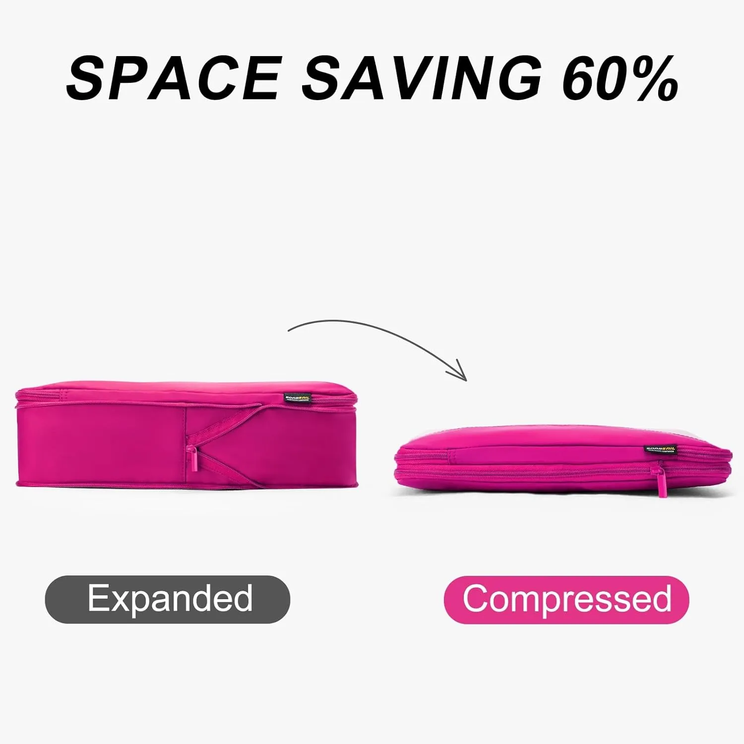 6 Set Compression Packing Cubes for Travel Essentials, Luggage Organizers for Carry on Suitcases, Space Saving Storage Bags (Rose Red)