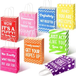 8 Pieces Christmas Funny Gift Bags Reusable Birthday Gift Bags for Adults Medium Large Wrapping Gift Paper Bag Christmas Baby Showers Bridal Shower Party Supplies Goodie Bags for Women Men