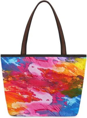 Abstract Colorful Pigment Tote Bag for Women Womens Handbags Tote Bags for Travel Beach Gym