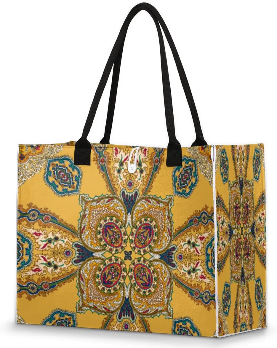 Abstract Plant Flower Tote Bag for Women Large Beach Bag Reusable Grocery Bags Tote Bag for Work Shopping Travel Beach