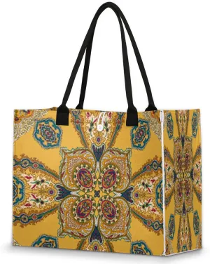 Abstract Plant Flower Tote Bag for Women Large Beach Bag Reusable Grocery Bags Tote Bag for Work Shopping Travel Beach