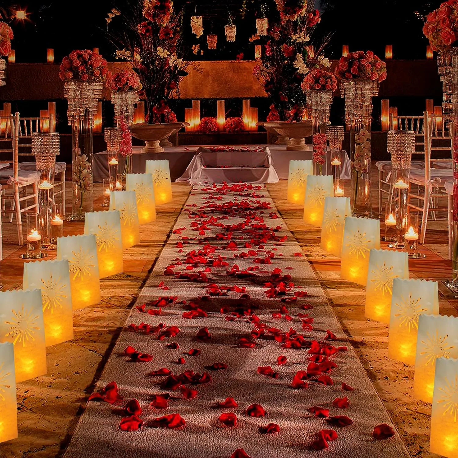 AceList 30 PCS Luminary Bags with 30 PCS Flameless Candles Tea Lights for Wedding, Birthday, Party, Christmas Decorations(Fireworks)