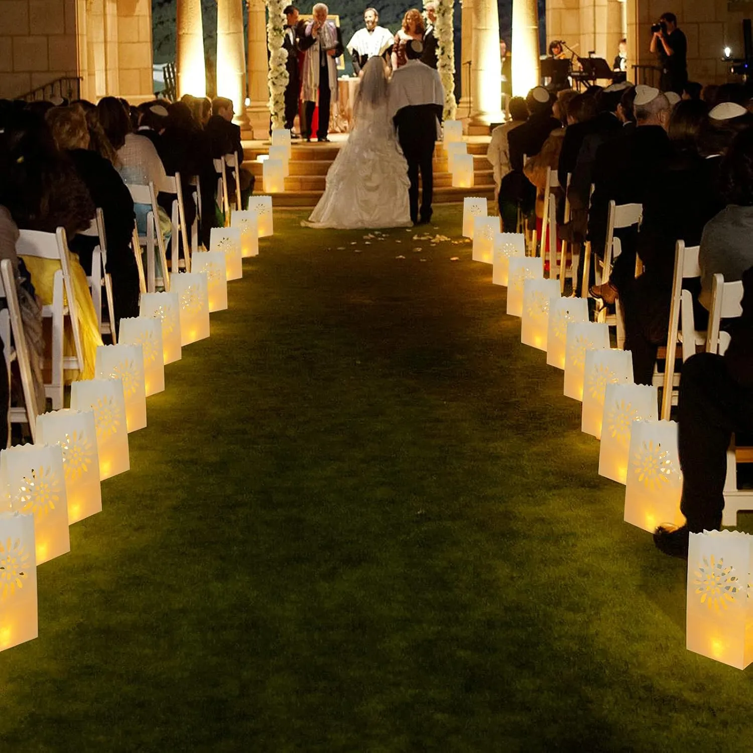 AceList 30PCS Luminary Bags with 30 PCS h Flameless Candles Tea Lights for Wedding, Birthday, Party, Christmas Decorations(Sunflower)