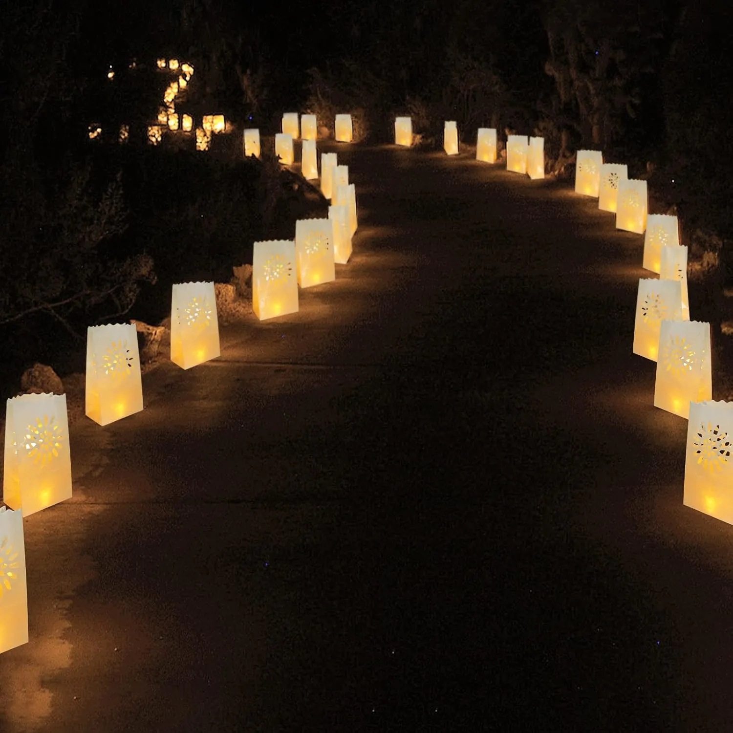 AceList 30PCS Luminary Bags with 30 PCS h Flameless Candles Tea Lights for Wedding, Birthday, Party, Christmas Decorations(Sunflower)